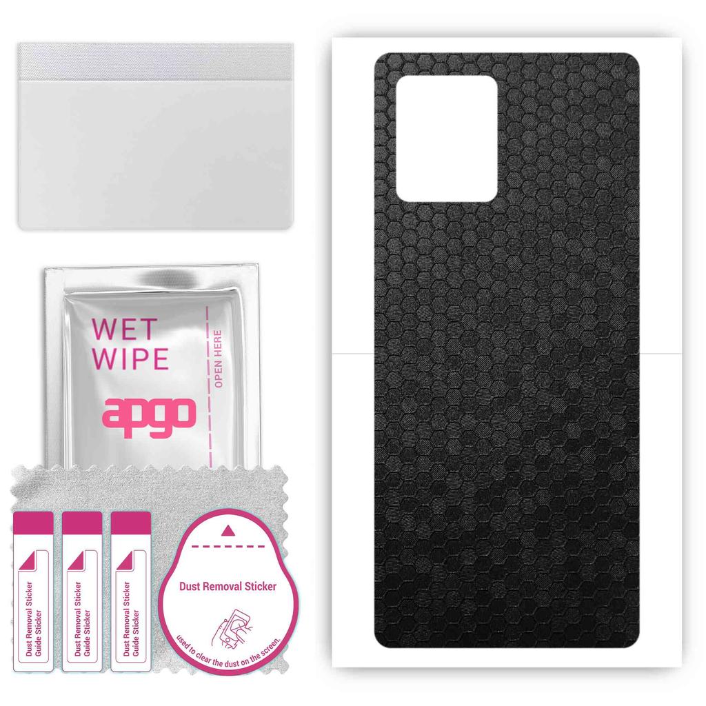 apgo Ochranná samolepka na zadní stranu kompatibilní s Motorola Moto G84, Obalová fólie, Fólie, Vinyl - Vzor Černá plástev