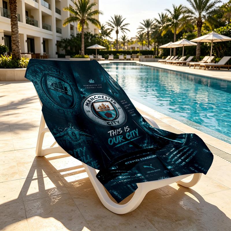 Manchester City FC Druck Strandtuch Design, Weich, Leicht. für Zuhause, Badezimmer, Spa, Pool, Yoga, Surfen, Camping, Geschenk für Familie, Freund