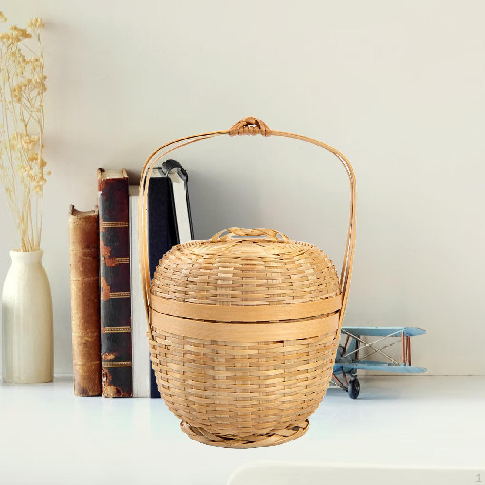 

Плетеная корзина из бамбука, органайзер для кухни, портативный, стильный, для дома, ресторана, для творчества, компактный, декоративный S