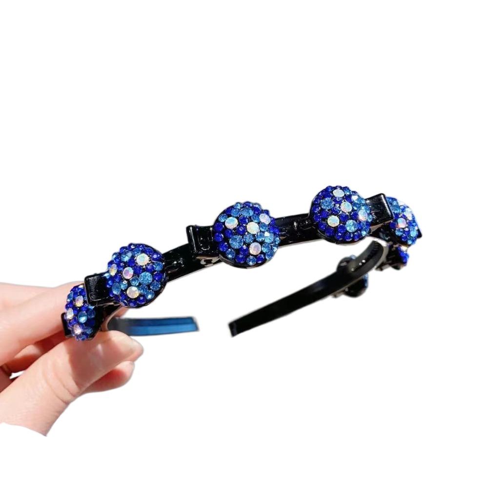 Antislip Hair Bands with Clips Elegant Shiny Hair Hoop Rhinestone Bangs Fixed Headband  Banquet