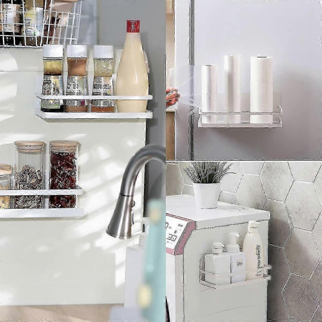 Refrigerator Shelf, 2 Pieces Magnetic Spice Rack Magnetic Refrigerator Shelf Space Saving Refrigerator Organizer For Kitchen (white)