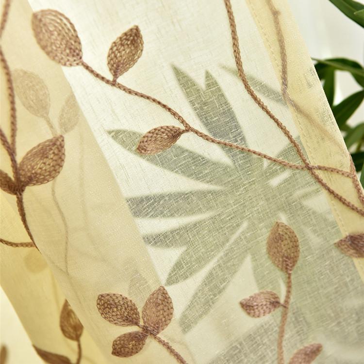 Window Screen Grey Branches Towel Embroidery Curtain Embroidery Leaves