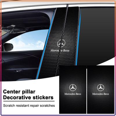 2Pc Car Accessorie B-Pillar Center Column PET Decals Emblem Caps For Mercedes Benz C400 C450 C160 C180 C200 C220 C250 C300 C350