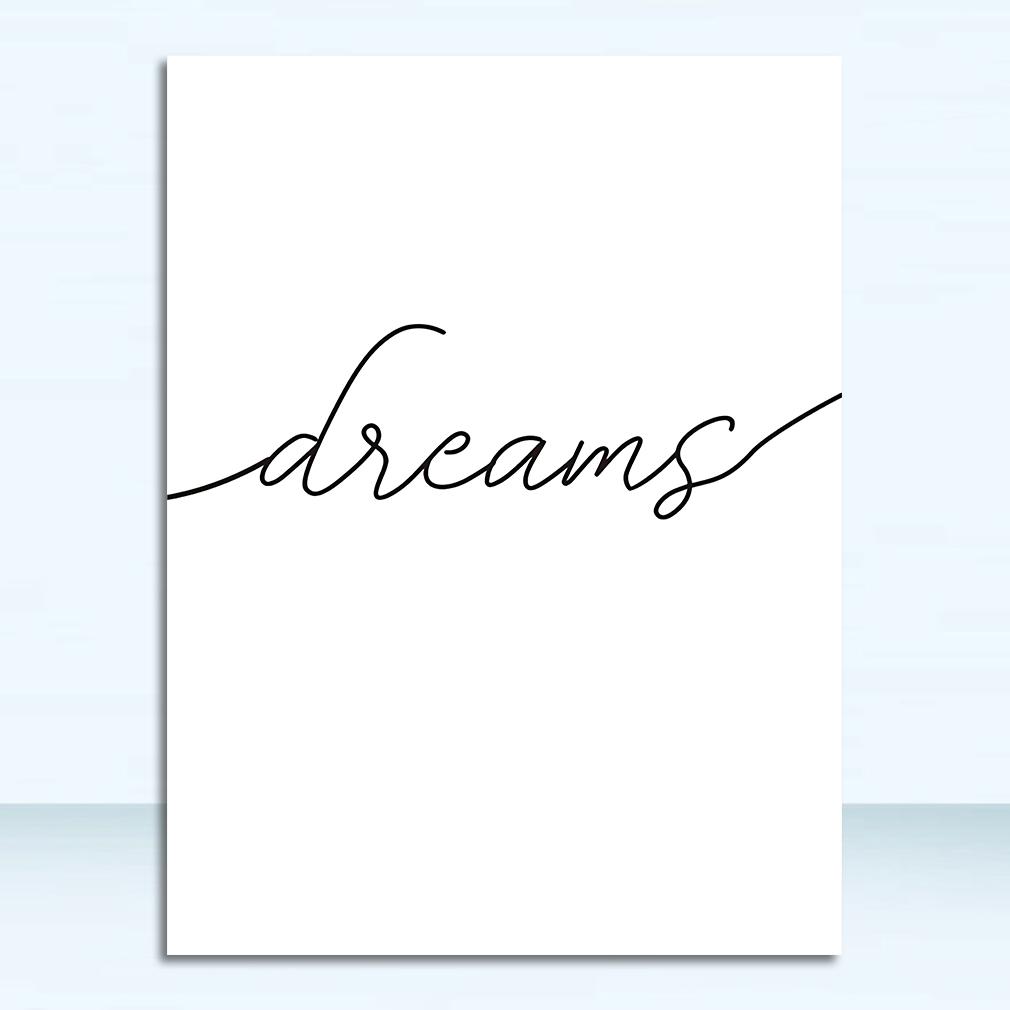 

Painting Nursery Posters Prints Wall Art Pictures for Bedroom Home Decor Minimalist Black and White Sweet Dreams Quotes Canvas