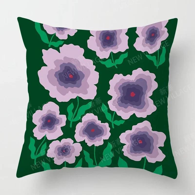 Nordic Fall Home Decor Autumn Throw Pillow Case Sofa Cushion Cover Modern Leaf Plant Green