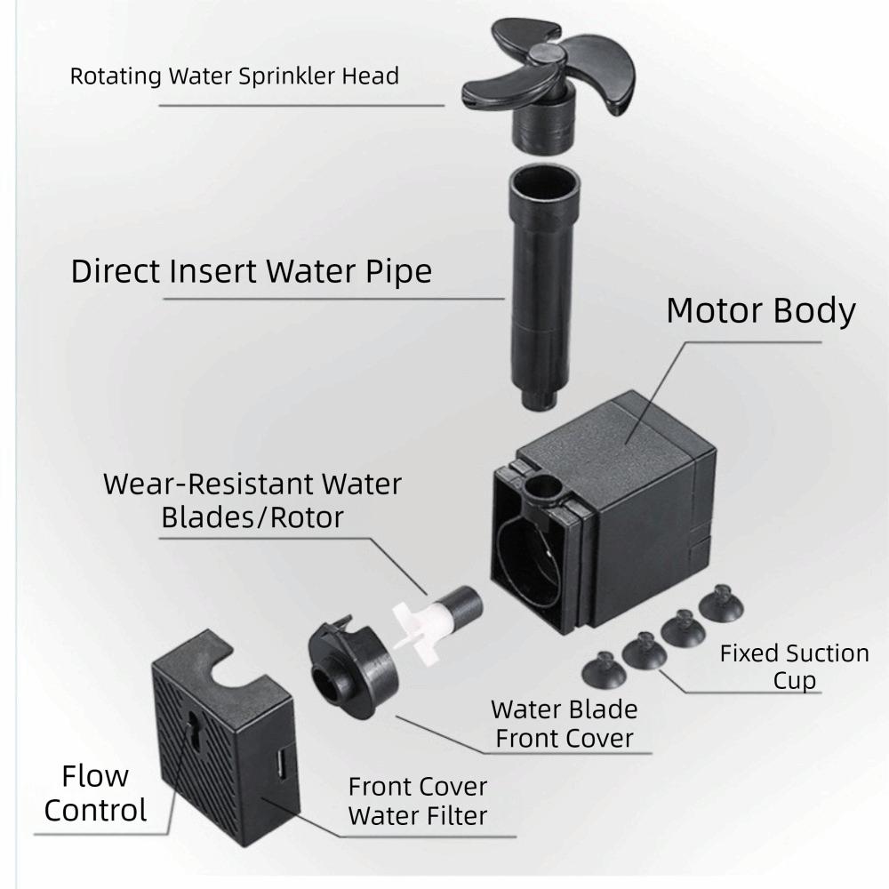 Low-Water-Level Fish Tank Aerator Built-in Design Circulation Pump Turtle Tank Wave Pump Household