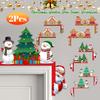 2PC DIY Wooden Door Frame Ornament Christmas Door Corner Frame Decoration Santa Claus Door Sign Decor For Xmas Home Party Props