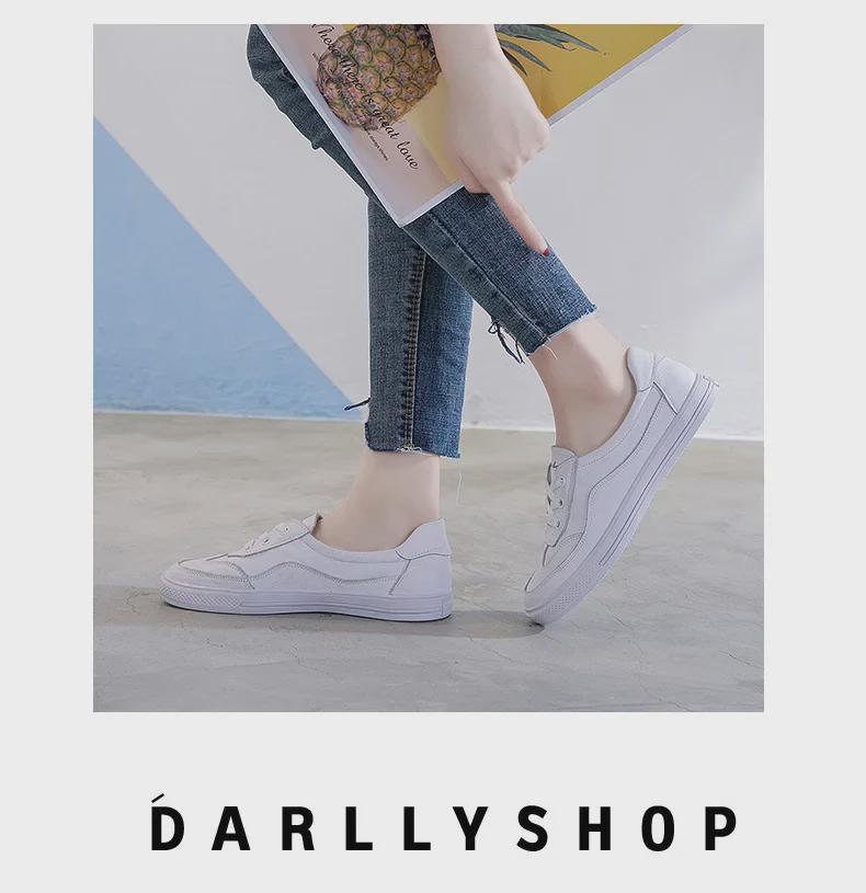 Women's Genuine Leather White Flats - 2025 Spring Korean Style, Versatile Breathable Shallow Mouth Shoes