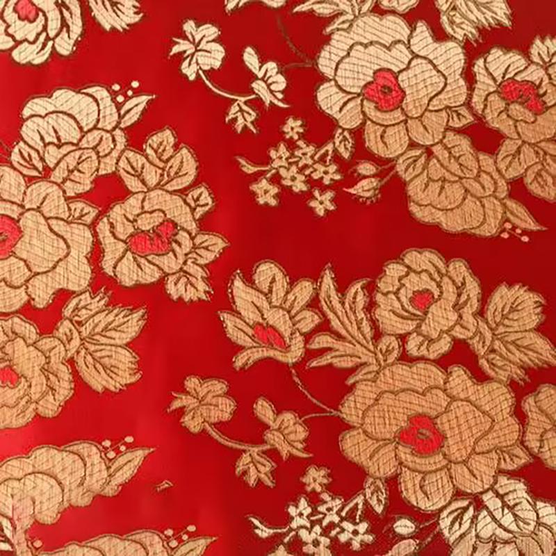 Jacquard Brocade Fabric By Meters for Cheongsam Dress Clothes Bag Pillowcase Diy Sewing Smooth Soft Flower Needlework Cloth Red