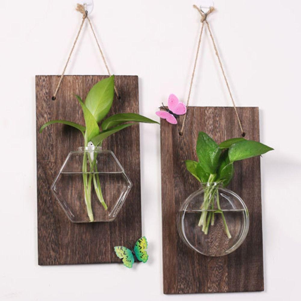 Wall Hanging Wall Mount Glass Vase Creative Plant Flower Pots Hydroponic Container  Hotel