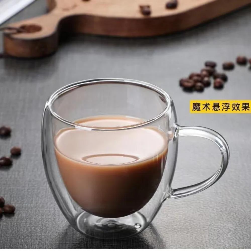 1 ADET Çift Cidarlı Cam Bardak Isı Yalıtımlı Şeffaf El Yapımı Çay İçecek Bardakları MINI Viski Bardakları Kulplu Kahve Kupası