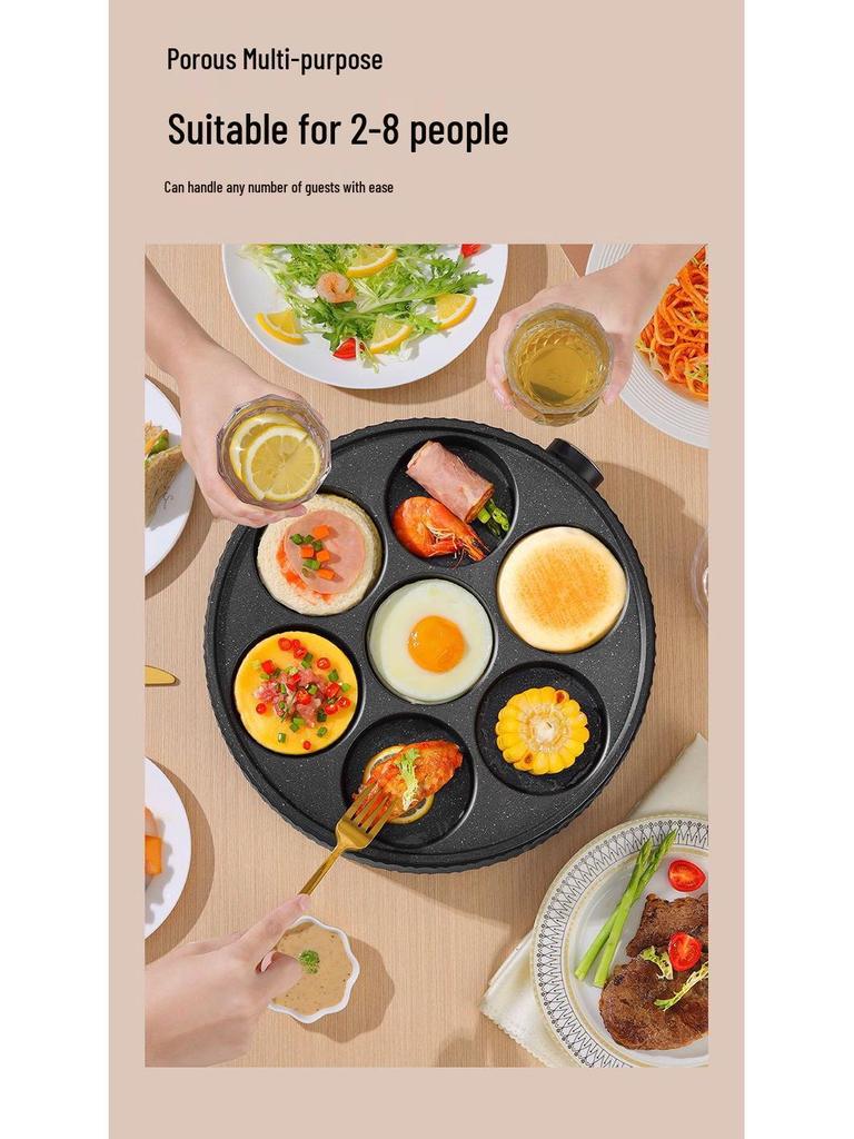 Non-stick 7-Hole Egg Frying Pan for Breakfast and Hamburgers