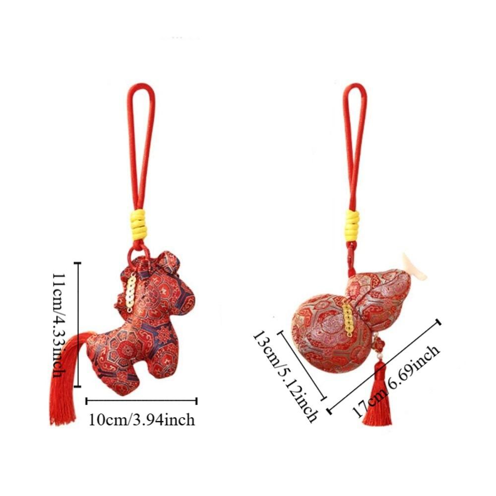 Chinese Style New Years Decoration Traditional Calabash New Year Hanging Ornaments Blessing Good Luck Little Horse Keychain