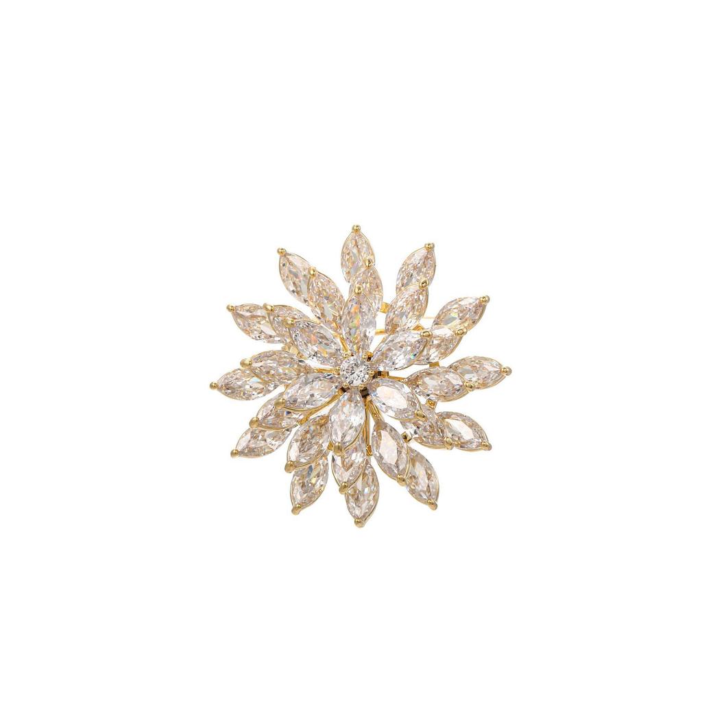 Snowflake & Butterfly Zircon Brooch with Freshwater Pearl for Women's Korean Style Suit Coat