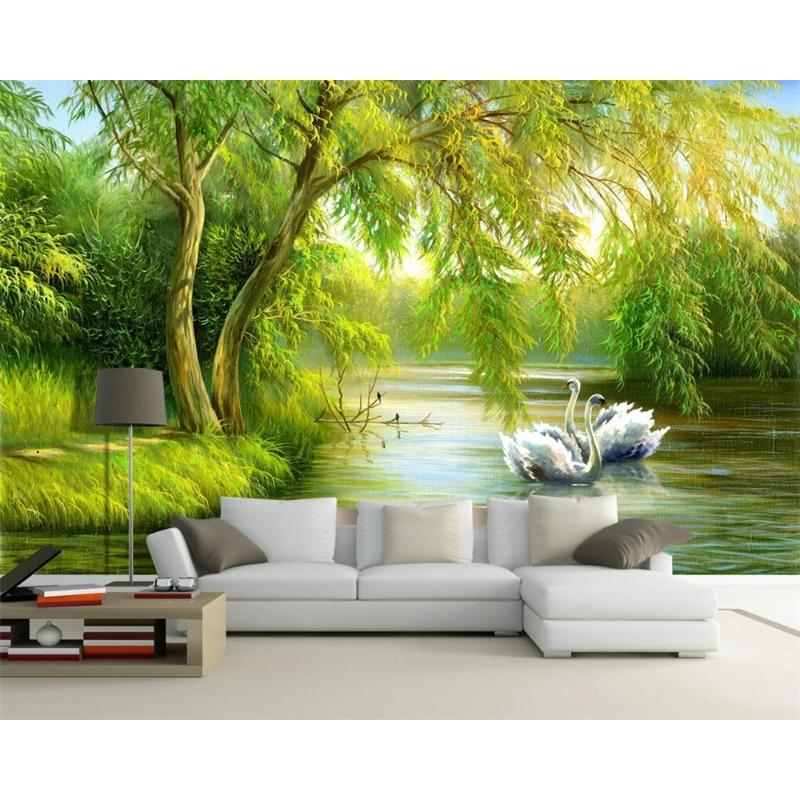 Swan Lake 3d Mural Forest Wallpaper Living Room Bedroom Background Wall Mural