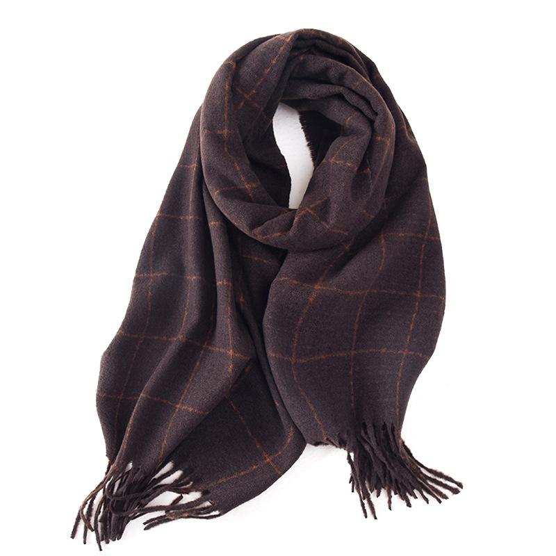 Line Scarf Women's Winter High-end Plaid Shawl 2025 New Versatile Fashion Scarf Double-sided Thickening