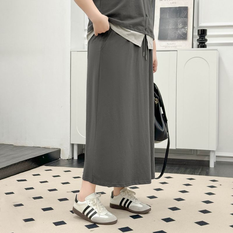 

Женская одежда больших размеров [Уличный Ленивый Комплект] Футболка с коротким рукавом контрастного цвета, имитирующая двойку, Юбка, Универсальная юбка с характером Dark gray-Skirt 8xl