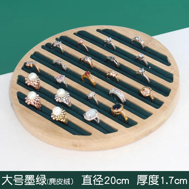 Bamboo Wood 6 Slots Round Ring Earrings Trays Showcase Display Jewelry Organizer