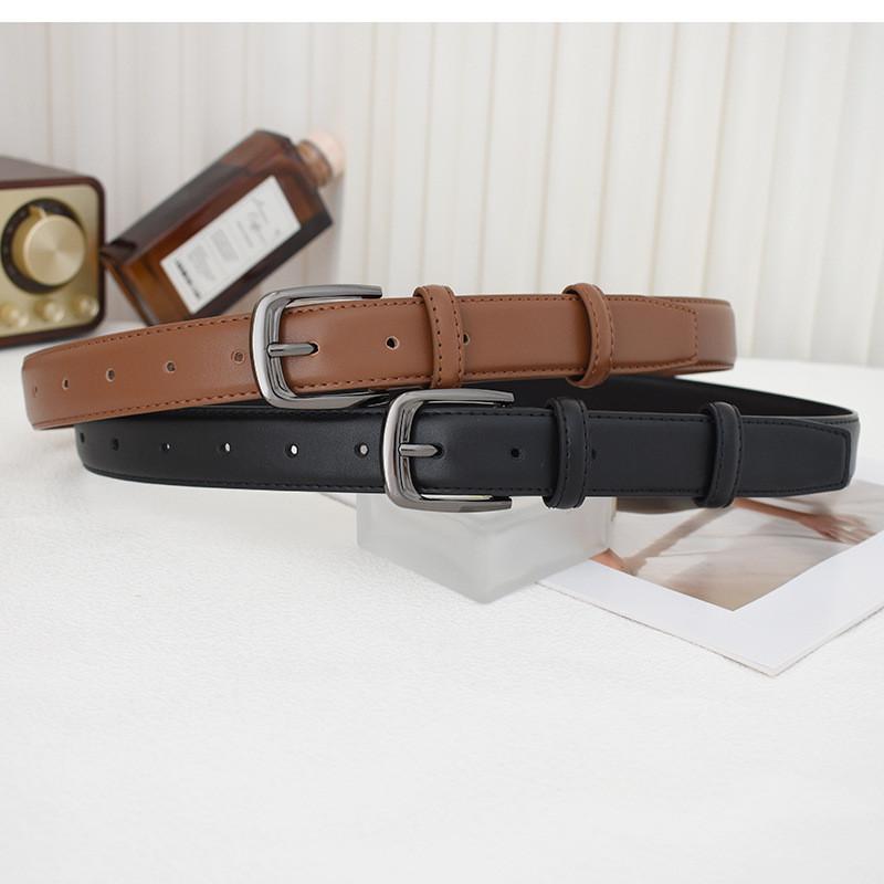 Versatile Vintage Black Style Belt For Jeans With Durable Alloy Buckle Pin