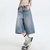 Cropped Jeans for Women Wide Leg High Waisted Denim Pants Summer Casual Short Baggy Jeans with Pockets