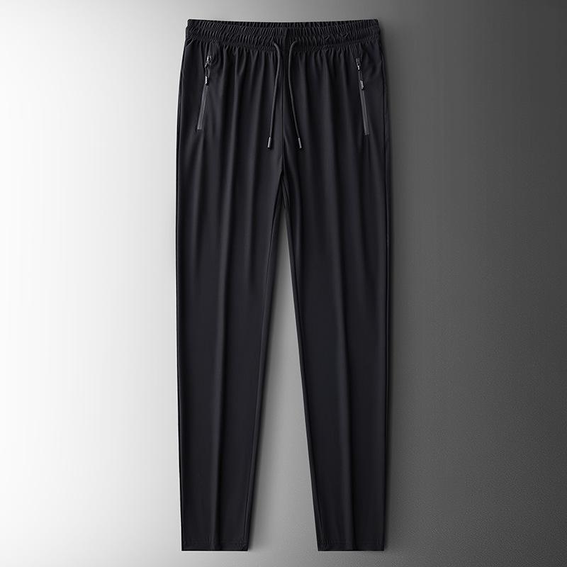 8XL Men's Summer Clothes Oversized Ice Silk Casual Pencil Pants Track Jogging Trousers Sweatpants Tracksuit Sports GYM Zipper