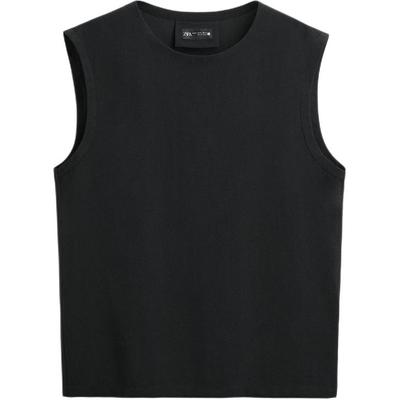 Solid Color Round Neck Sleeveless T-Shirt Men Tops Black 7545348-800