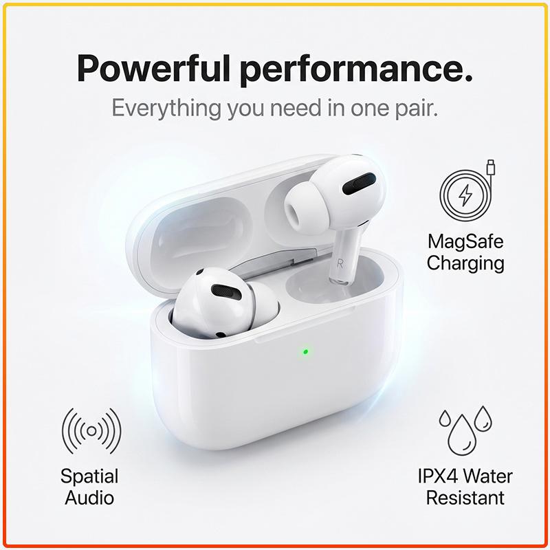 AirPods Pro ANC Earbuds Adaptive EQ Dynamic Head Tracking Auto Pair Noise Isolation Wireless Earphones With Charging Case