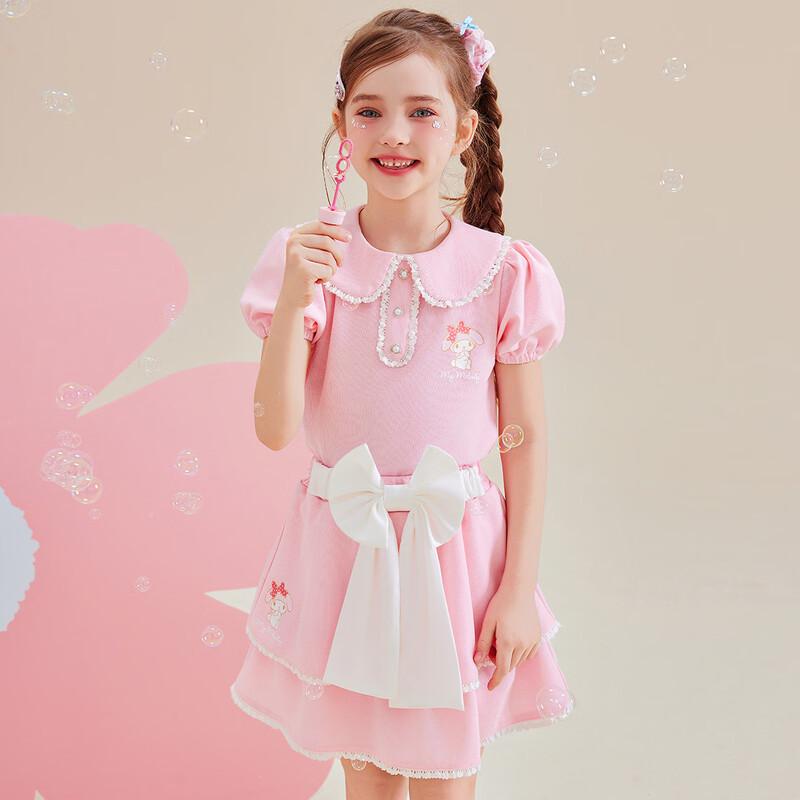 Hello Kitty Girls' Summer Sweet Bow Short Sleeve & Skirt Set