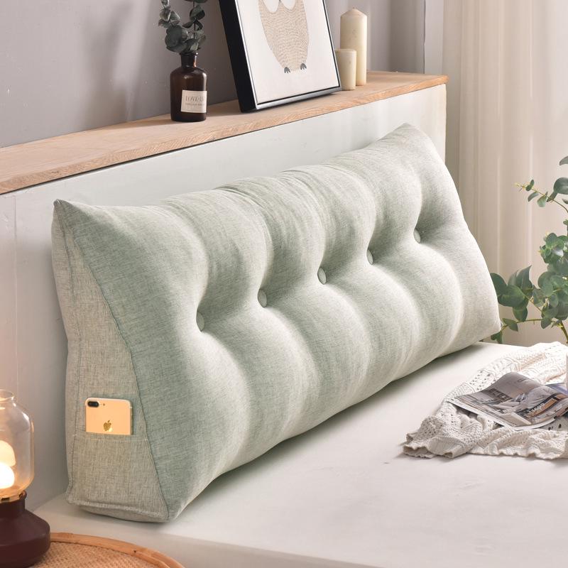 Removable & Washable Triangular Headboard Cushion - Imitation Cotton Linen Tatami Back & Waist Support Pillow