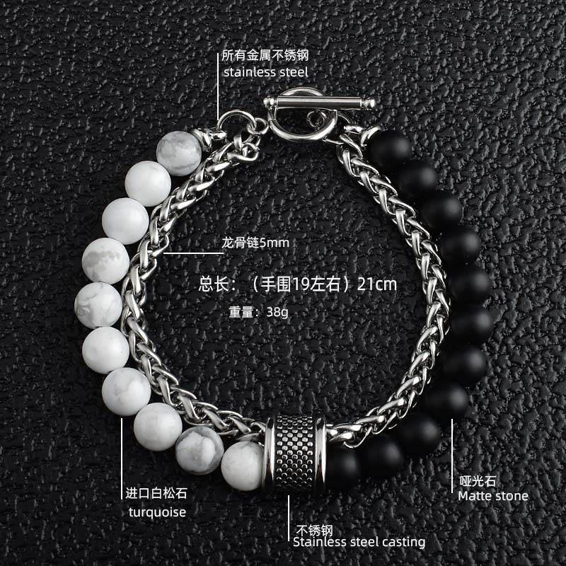 1 Stück Herren Armband aus mattem Edelstahl mit Tigerauge Stein Armband - Herren Schmuck Armband