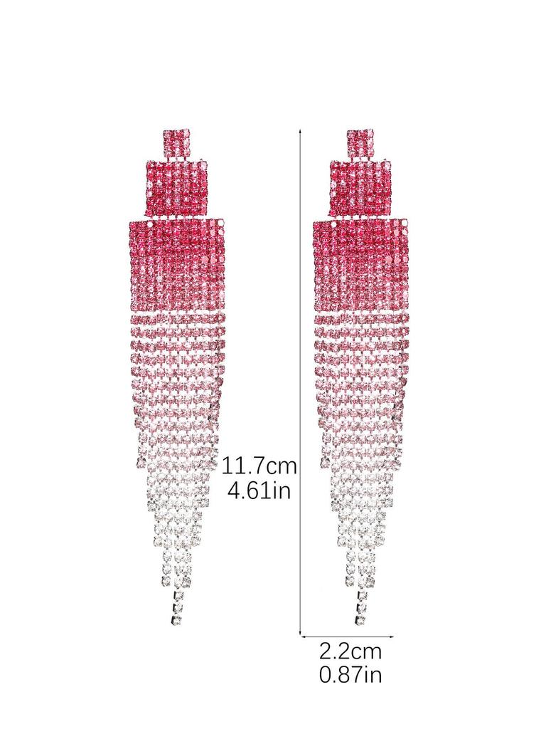 DINGKA Luxury Rhinestone Long Tassel Stud Earrings for Women
