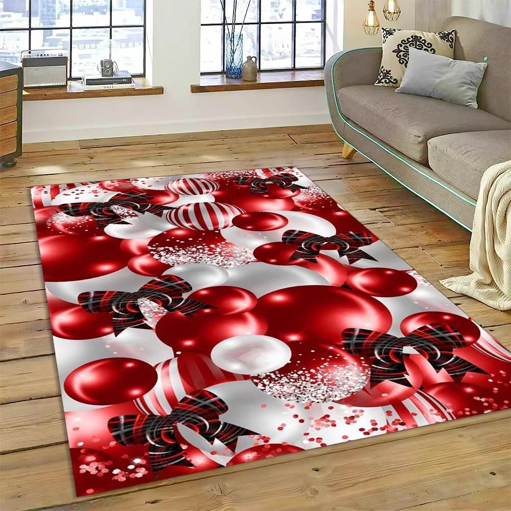 3D Fröhlicher Weihnachtsbaum Weihnachtsmann Cartoon Bereichsteppich Groß, Teppich für Zuhause Wohnzimmer Sofa Fußmatte Dekor, Kinder Rutschfeste Bodenmatte