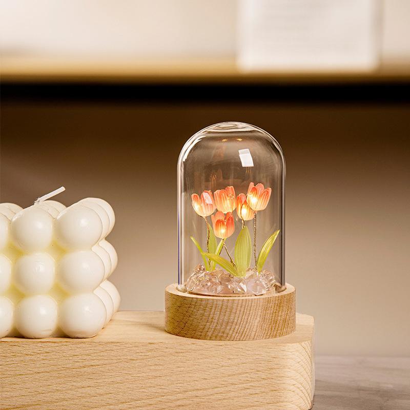 Tulpen Nachtlicht Handgemacht DIY Zimmer Schreibtischlampe-Blau