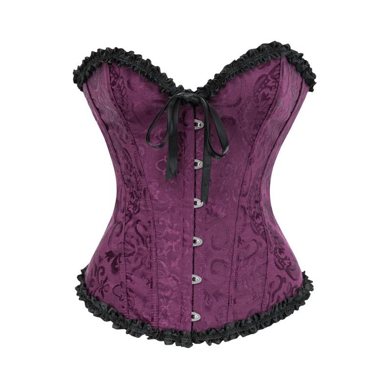 Retro Jacquard V-Ausschnitt Taillenformer Vintage Korsett Shapewear Taillentrainer