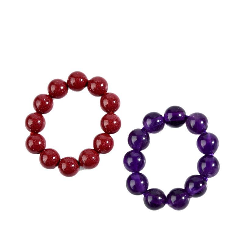 Natural Hetian Jade Bracelet with Purple White Crystal Cinnabar Beads and Hand-Twist Rings Accessories.