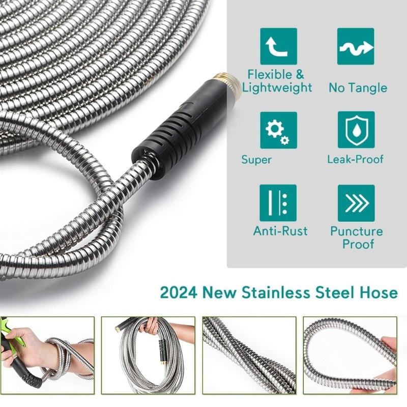 Durability Metal Water Hose Extension With Brass Connectors Leak Proof Kink Resistant Outdoor Gardening Tool Hose Extender