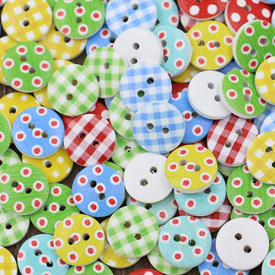 100Pcs Checker Dots Mixed Round Shape Buttons DIY Craft for Scrapbooking
