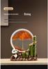 Bamboo Panda Decorative Ornament for Living Room, Office, or Entryway