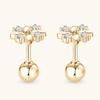 Silvere Glam Korean-style High-end 10k Gold Moissanite Stud Earrings, Female Influencer Instagram Style Ear Accessories, Four-leaf Clover Earrings