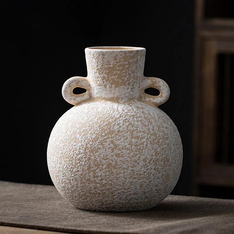 Wazon z gliny ceramicznej w stylu vintage, ręcznie robiony, nostalgiczny dekor do salonu, szafki TV, stolika do herbaty, aranżacja kwiatowa, element dekoracyjny