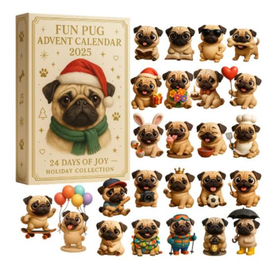 Niedliche Tier-Spielzeugsammlung 2026 Eule/Hund Adventskalender, 24 Tage Countdown bis Weihnachten mit Mini-Figuren-Box-Schmuck, PVC Sammelfiguren