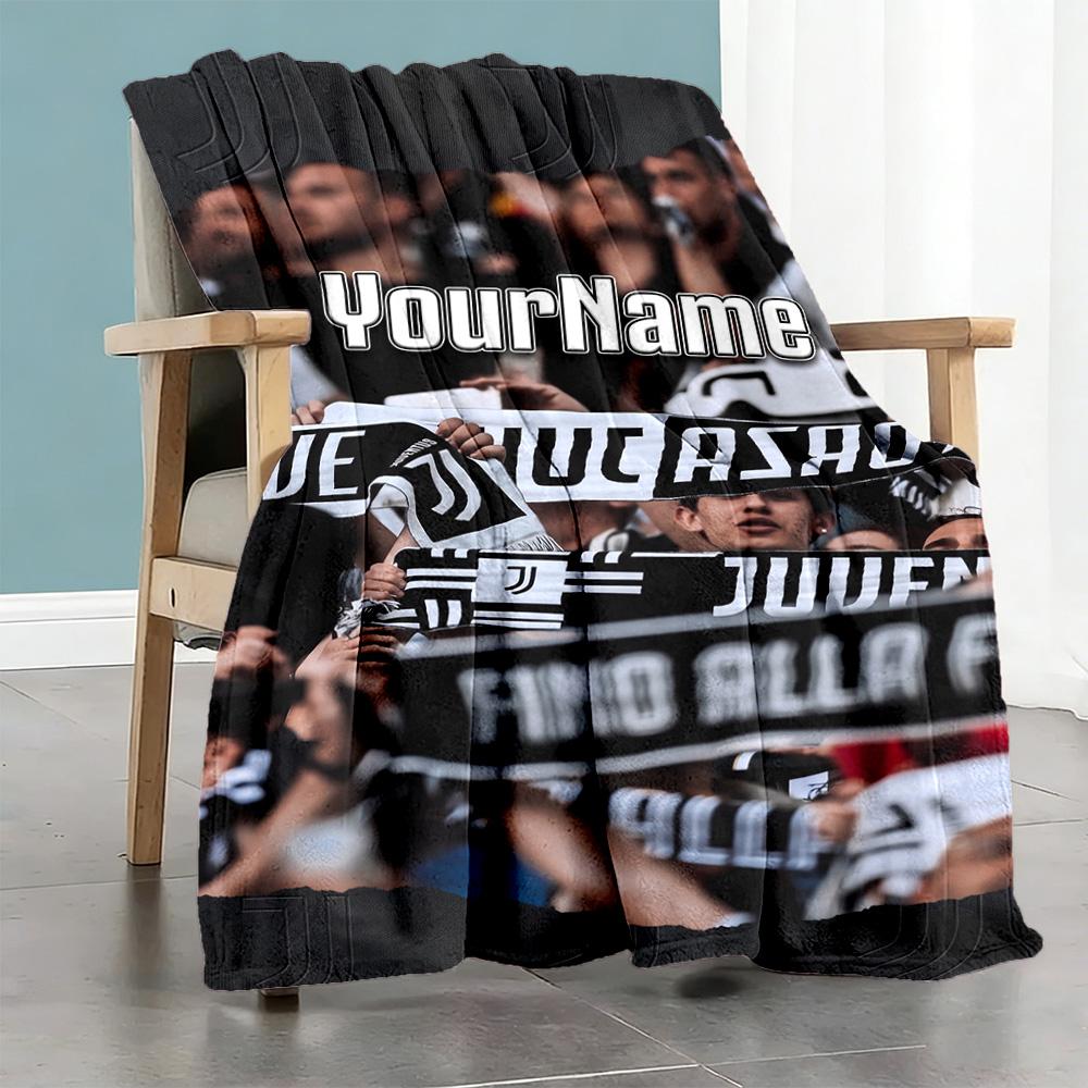 Juventus Customize Your Name Blanket Cozy Customizable Blanket Soft Warm Cozy for Nap Picnics Bed Seaside Four Seasons Universal