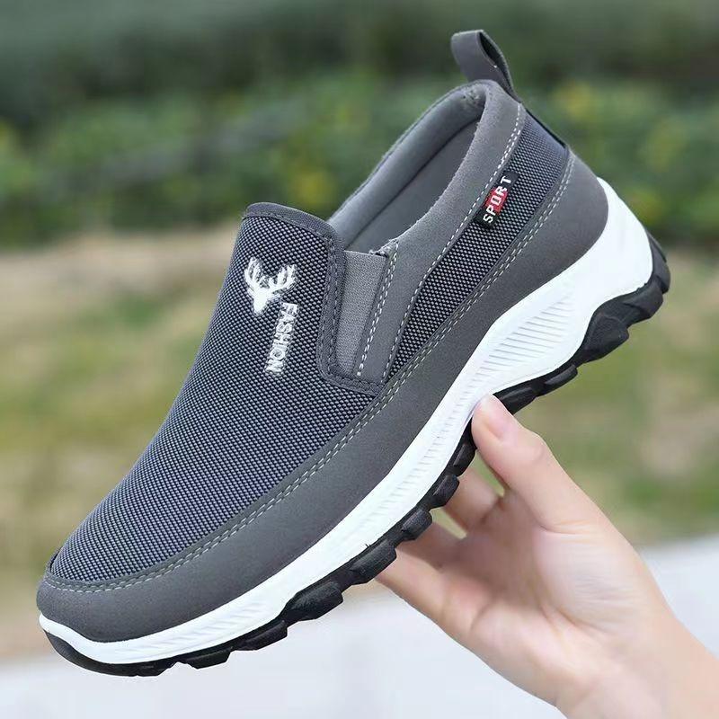 Men New Summer Lao Beijing Slip-on Mesh Casual Shoes, Breathable Soft Sole Comfort Walking Shoes for Fathers