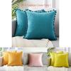 Luxurious 45x45cm Pom-poms Cushion Cover In Soft Velvet For Elegant Home Dcor
