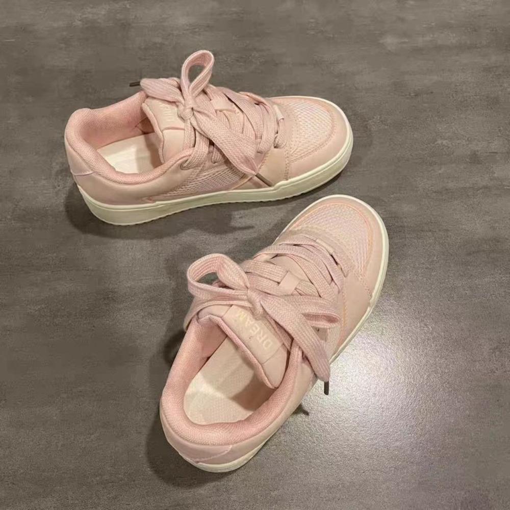 Women’s 2025 Summer Pink Chic Unique Chunky Platform White Sneakers - Breathable Casual Sporty All-Match Heightening Shoes