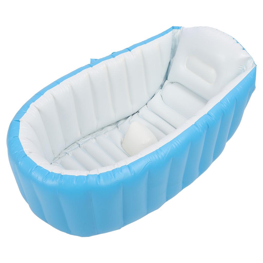 Inflatable Baby Bathtub with Air Pump Anti Leakage Ergonomic Backrest Folding Toddler Bath Tub