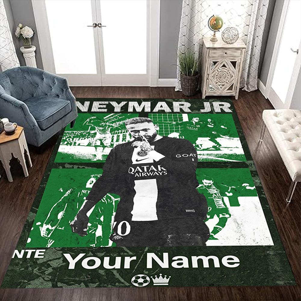 Poster Neymar Energy Tappetino Personalizzato con Nome per Corridoio, Stanze dei Giochi, Dormitorio, Sala Giochi, Tappeto Antiscivolo, Decorazione per Uffici, Regalo per Festival