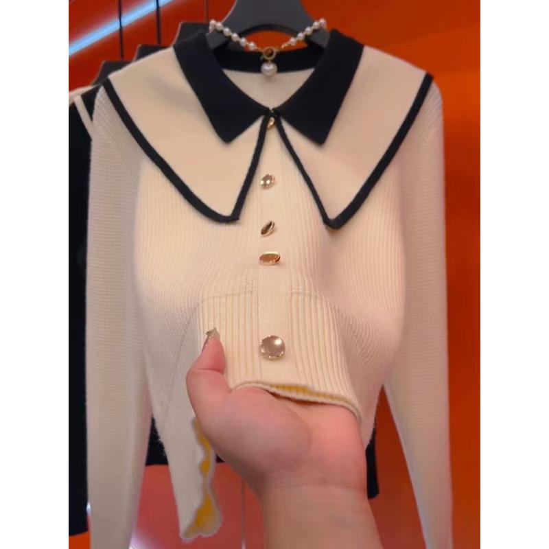 

Новая базовая рубашка с кукольным воротником, свитер, стиль с длинными рукавами, теплая, утолщенная L абрикосовый