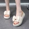 Thick-soled Slippers for Women's Summer Outer Wear 2025 New Bow Heightening Skirt Versatile Non-slip, Light and Comfortable One-word Drag