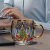 Christmas Glass Mug Stocking Stuffer Coffee Mug 300ml Festive Beverage Containers Holiday Drinking Glassware For Hot Cocoa Latte